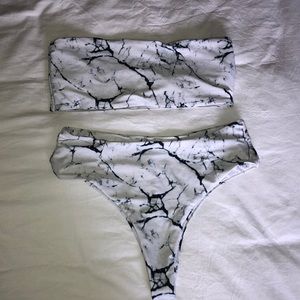 Marble high waisted bikini